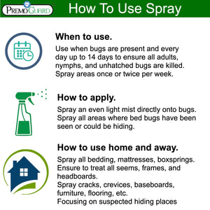 3 PACK - 3 oz Travel Size Bed Bug & Mite Killer Spray – Natural Non Toxic - Premo Guard