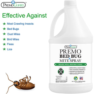 Premo Bed Bug, Mite Killer & Lice Killer Spray - 128 ounce - Natural Non Toxic - Safe - Eco-Friendly-listing-image-effective-against-bed-bugs-bird-mites-dust-mites-cockroaches-silverfish-ants