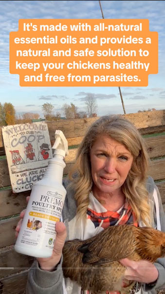 "I'm obsessed with this poultry spray" for mites, lice, fleas, ticks, etc.