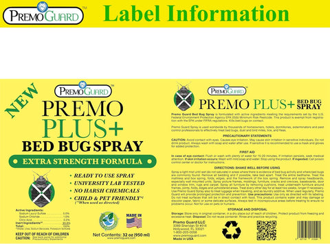 Bed Bug Plus - 32 oz - All Natural Non-Toxic - By Premo Guard