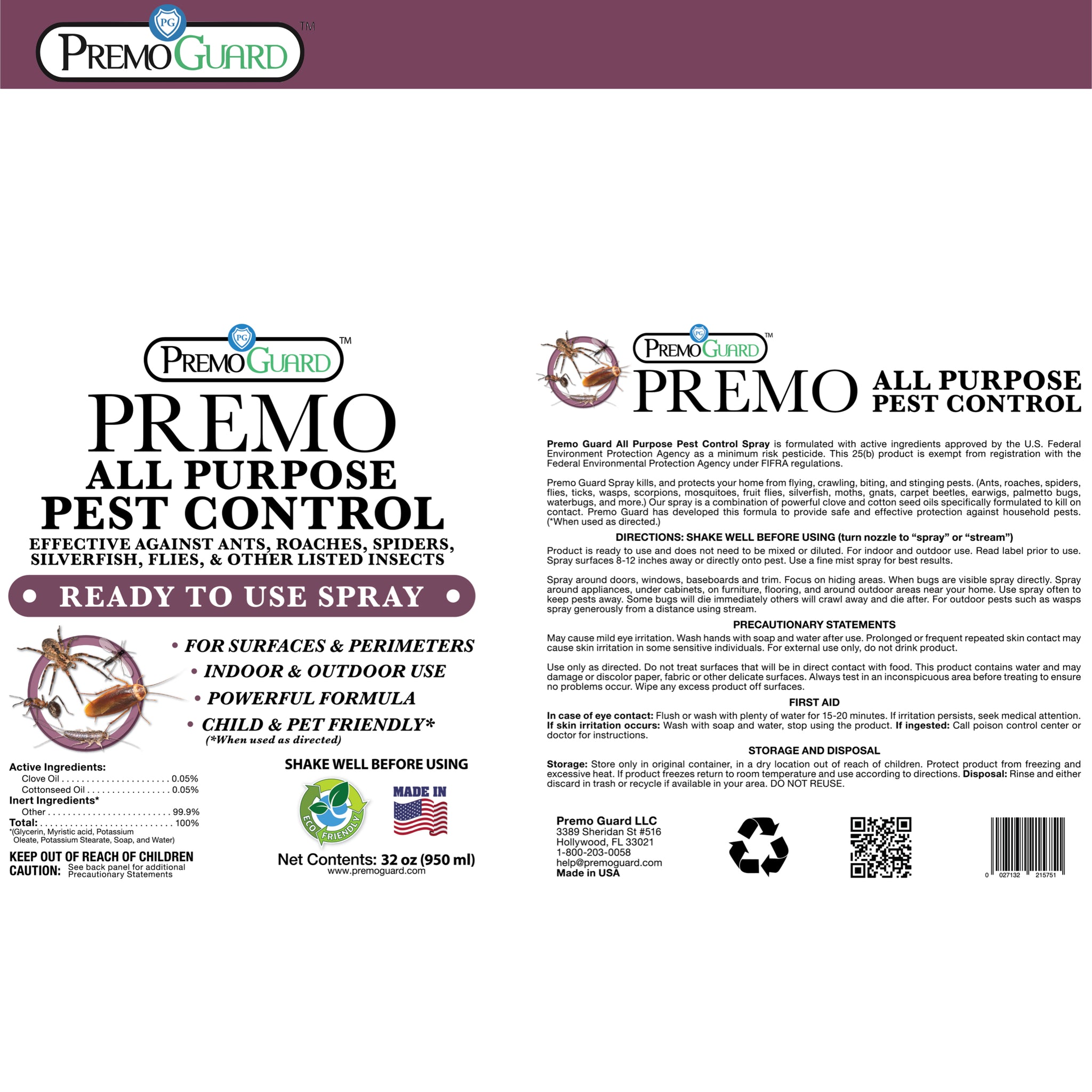 All Purpose Pest Control Spray 32 Oz Plant Based All Natural Non all-purpose-pest-control-spray-32-oz-plant-based-all-natural-non
