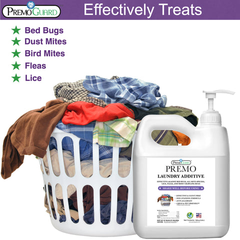 Bed Bug & Mite Killer Laundry Additive - 128 oz - All Natural Non-Toxic - By Premo Guard