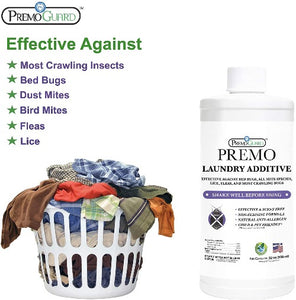 Premo Laundry Additive Kills most crawling insects including bed bugs, dust mites, bird mites, lice and fleas