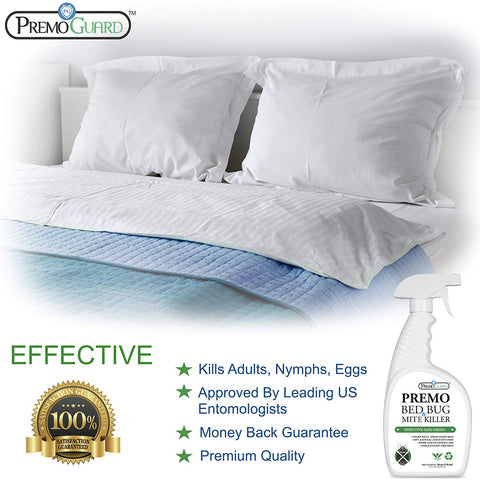 Premo All Natural Bed Bug & Mite Killer Spray – 24 oz - Natural Non Toxic.  Kills bed bugs & mites without pesticides.  Independently tested by leading entomologists.  Kills bed bugs, nymphs and eggs.  Kills bird mites naturally